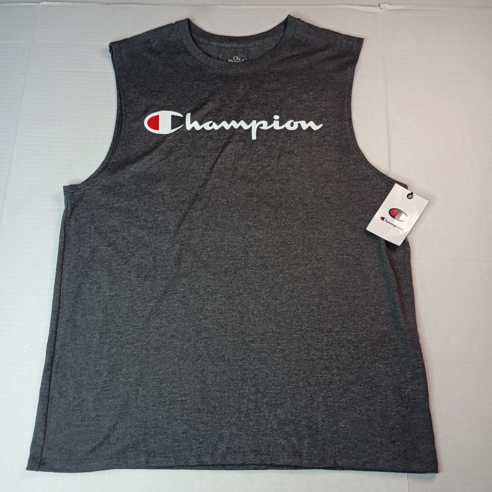 Men's Champion Classic Graphic Muscle Tee Size M Medium Gray Classic